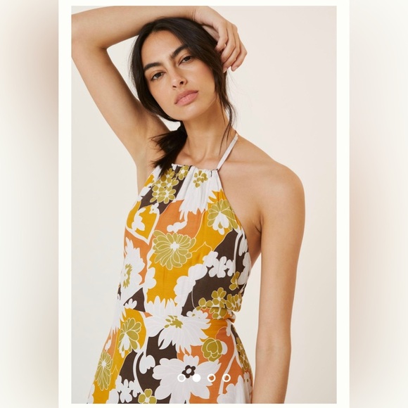 NWOT FAITHFULL THE BRAND Taormina Halter Neck Midi Dress In Floral size L - Picture 4 of 11